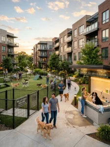 Pet-friendly apartment amenities for dog owners.