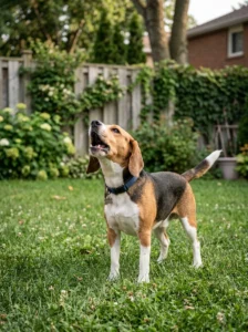 Beagle making its distinctive baying sound.