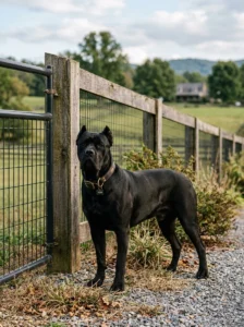 Cane Corso displaying natural guarding instincts.