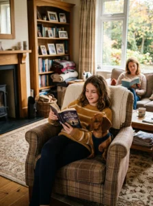 Dachshund interacting gently with a child.