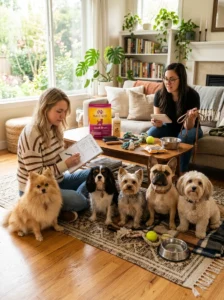 Comparing different small dog breeds before adoption.