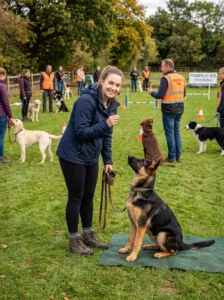 First-time owner training a young German Shepherd.