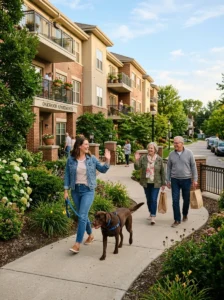 Dog owner building good relationships with apartment neighbors.