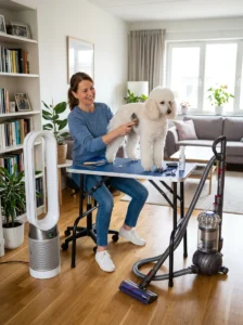 Maintaining a clean home for dog allergy management.