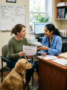 Discussion about different levels of dog allergies.