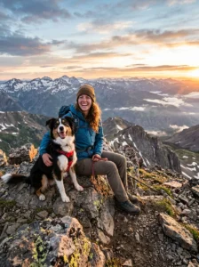 Owner and dog enjoying a successful hiking adventure.