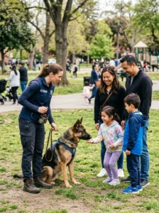 Professional socialization training for a guard dog.
