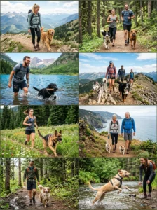 Different dog breeds matched to outdoor activities.