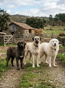 Large livestock guardian dog breeds outdoors.