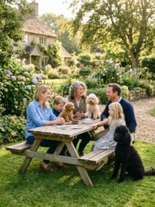 Family selecting the ideal Poodle size.