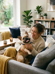 French Bulldog showing its affectionate and playful temperament.
