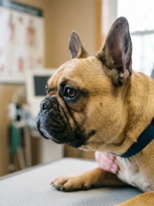 Close-up of a French Bulldog's brachycephalic facial structure.
