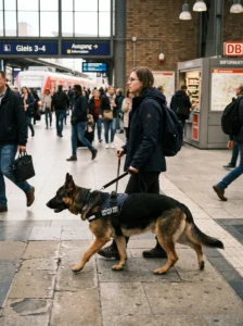 German Shepherd working as a trained service dog.