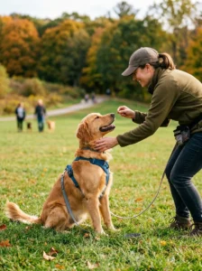 Training a highly intelligent dog using positive reinforcement.