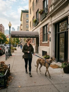 Large dog living successfully in an apartment.