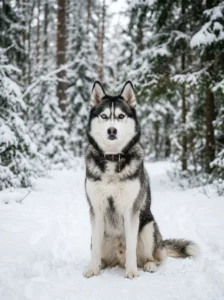 Confident Siberian Husky showing its natural temperament.
