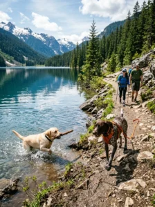 Versatile dog breeds enjoying multiple outdoor activities.