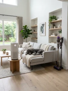 Clean home with allergy management products and a Poodle.