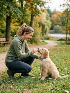 Patient dog training for new owners.