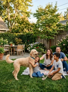 Poodle displaying its friendly and intelligent temperament.