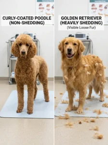 Comparison between low-shedding and heavy-shedding dog breeds.