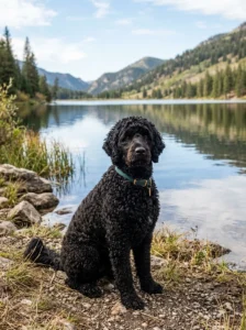 Portuguese Water Dog with a curly low-shedding coat.
