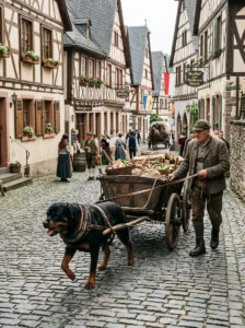 Rottweiler demonstrating its historic working heritage.