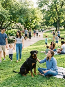 Friendly Rottweiler challenging common stereotypes.