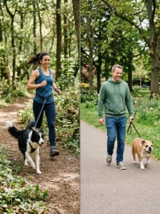 Different dog breeds matching different activity levels.