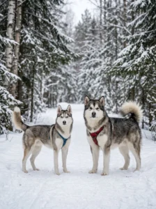 Comparison between a Siberian Husky and an Alaskan Malamute.