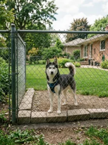Secure fencing designed for a Siberian Husky.