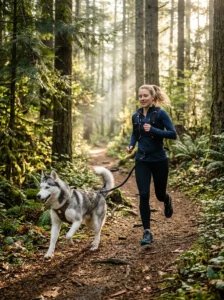 Siberian Husky getting vigorous daily exercise.