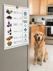 Quick reference guide about grape and raisin safety for dogs.