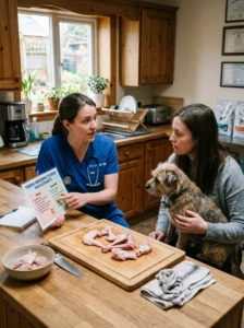 Raw chicken bones for dogs require veterinary guidance.