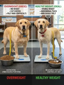 Effects of incorrect feeding portions in dogs.