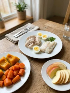 Properly prepared human foods that are safe for dogs.