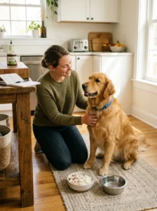 Home care setup for a dog with mild short-term diarrhea.