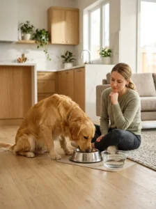 Dog showing signs of a sensitive stomach.