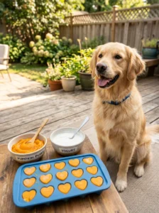 Frozen pumpkin yogurt bites made for dogs.