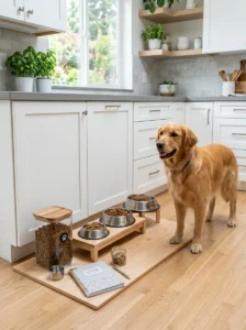 Quick reference guide to dog feeding schedules by age.