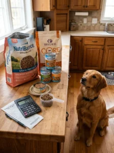 Comparing the cost of wet and dry dog food.