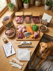 Quick reference guide to raw dog feeding options, risks and safety.