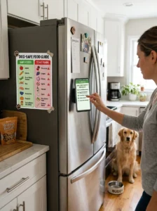 Quick reference guide for safe and unsafe dog foods.
