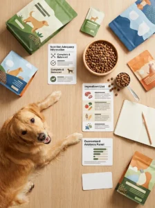 Quick reference guide for reading dog food labels.