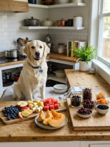 Fresh fruit compared with dried fruit for dogs.