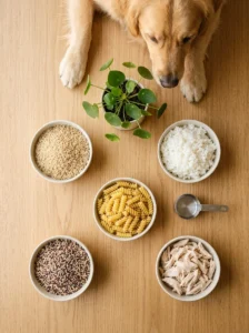 Quick reference for feeding rice and pasta to dogs.