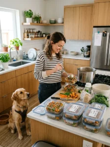 Preparing homemade dog food requires time and planning.