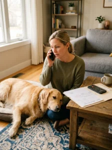 Dog owner contacting a veterinarian about persistent allergy symptoms.