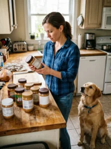 Checking peanut butter labels because ingredients can change.