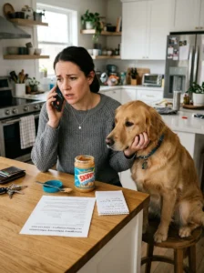 Dog owner contacting a veterinarian after possible xylitol ingestion.